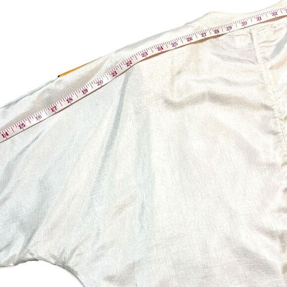 Vintage Adolfo 80s Windbreaker Top White Lipstick Perfume Embroidered Small - Picture 14 of 15